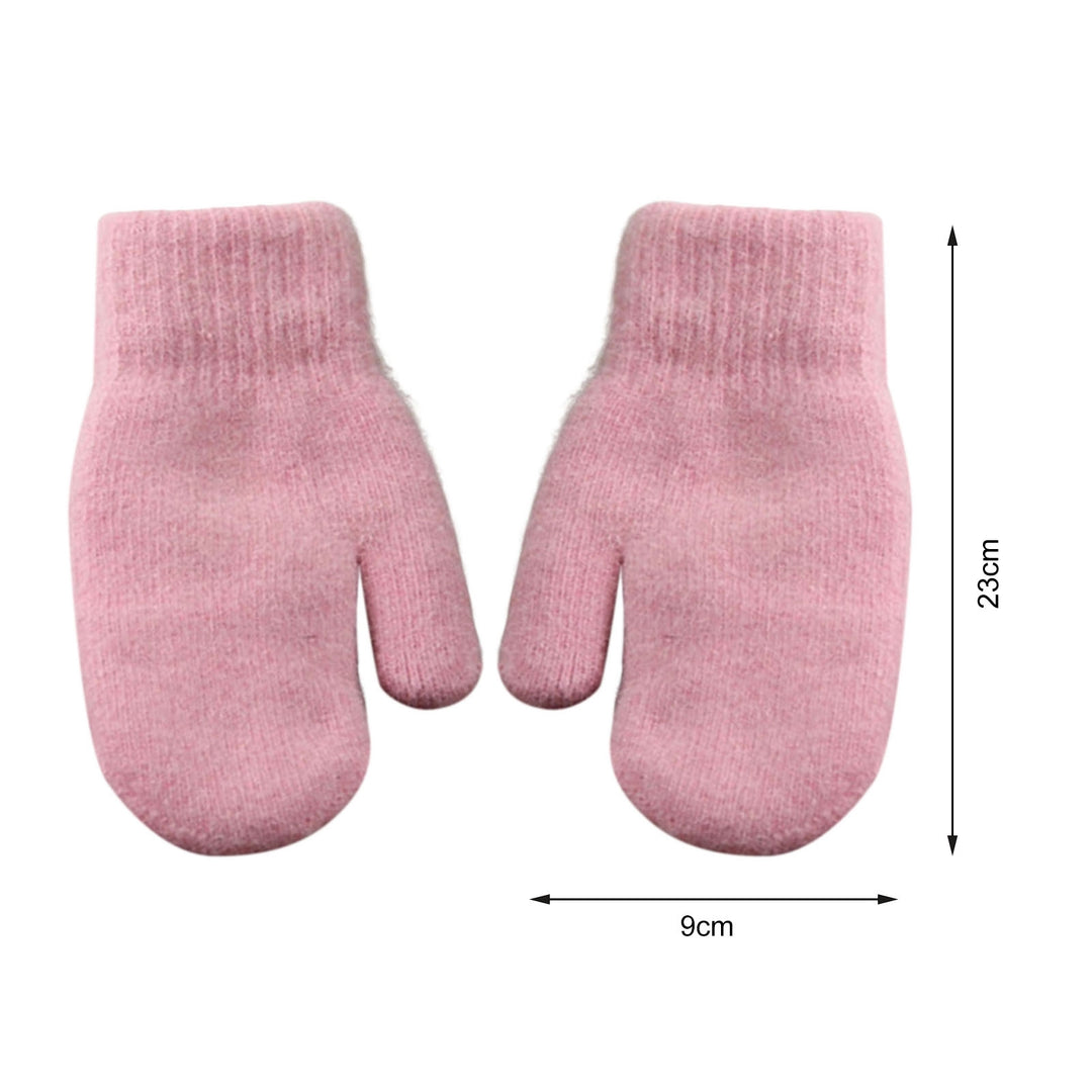 1 Pair Women Mittens Double-layers Cute Stretchy Soft Thickened Cold Resistant Solid Color Autumn Winter Girls Gloves Image 11