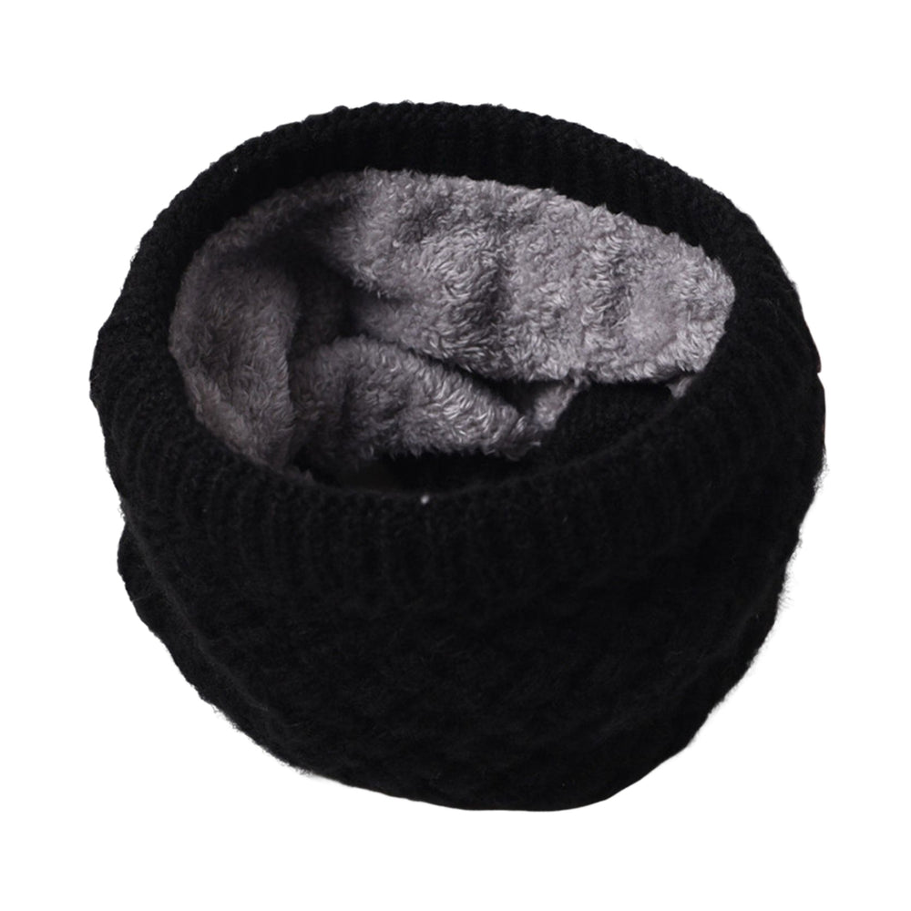 Neck Warmer Knitted Cozy Plush Lining Stretchy Thickened Keep Warm Solid Color Autumn Winter Men Women Loop Circle Scarf Image 2