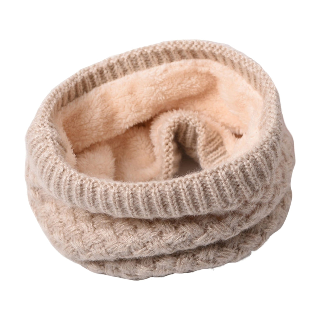 Neck Warmer Knitted Cozy Plush Lining Stretchy Thickened Keep Warm Solid Color Autumn Winter Men Women Loop Circle Scarf Image 4