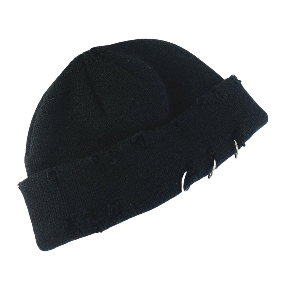 Unisex Hat Retro Style Washable Solid Color Non-Fading Windproof Keep Warm Acrylic Autumn Winter Hole Knitted Cap with Image 2