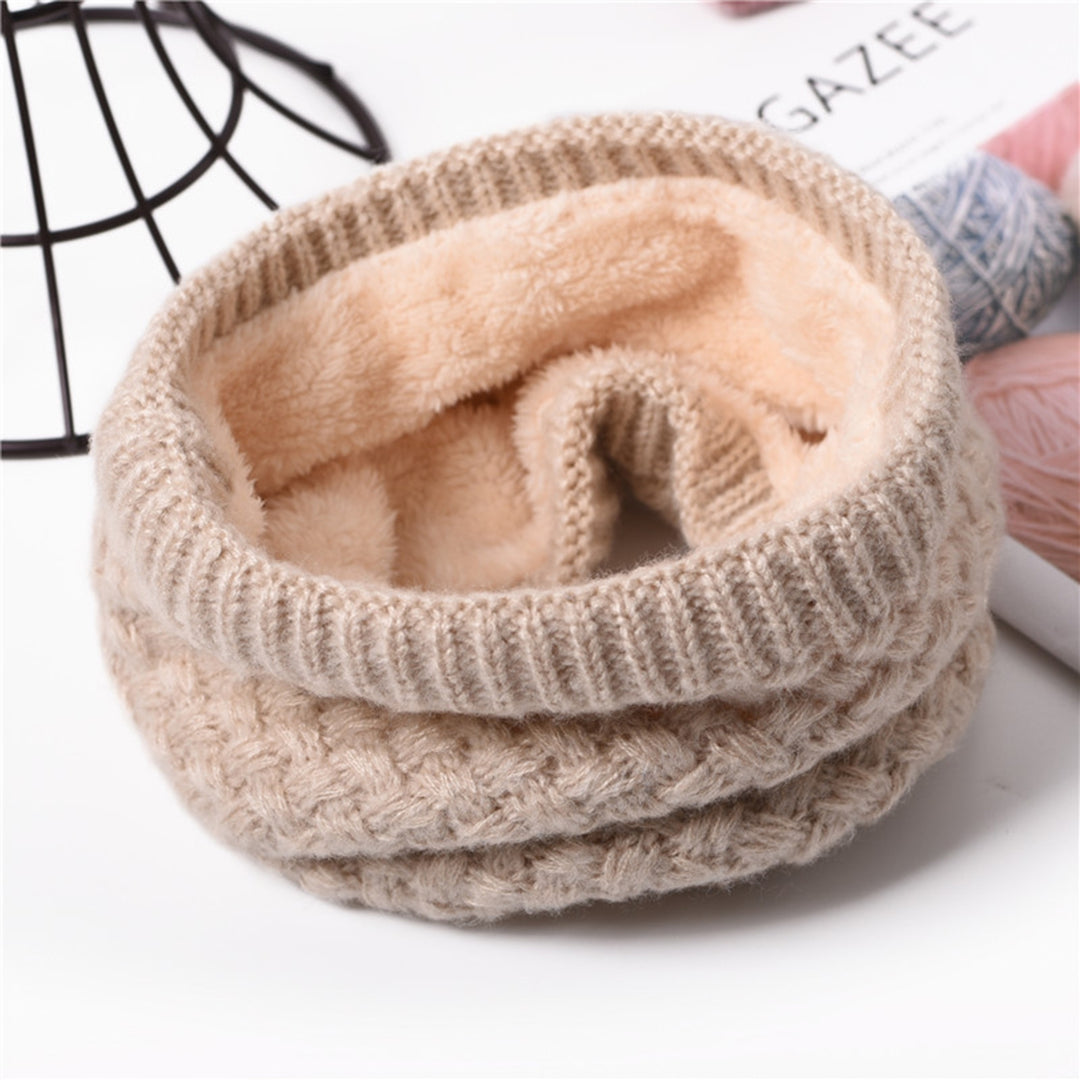 Neck Warmer Knitted Cozy Plush Lining Stretchy Thickened Keep Warm Solid Color Autumn Winter Men Women Loop Circle Scarf Image 7