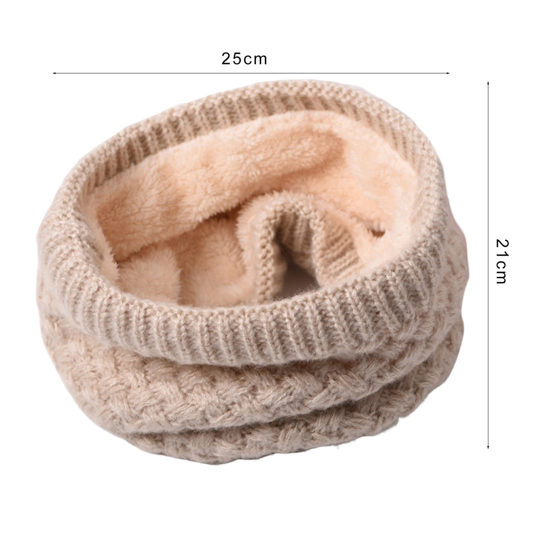 Neck Warmer Knitted Cozy Plush Lining Stretchy Thickened Keep Warm Solid Color Autumn Winter Men Women Loop Circle Scarf Image 9