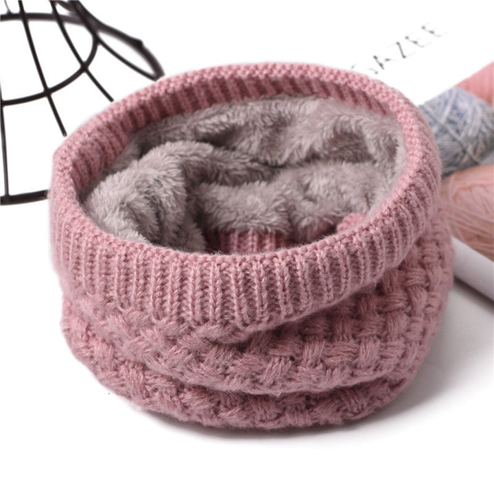 Neck Warmer Knitted Cozy Plush Lining Stretchy Thickened Keep Warm Solid Color Autumn Winter Men Women Loop Circle Scarf Image 10