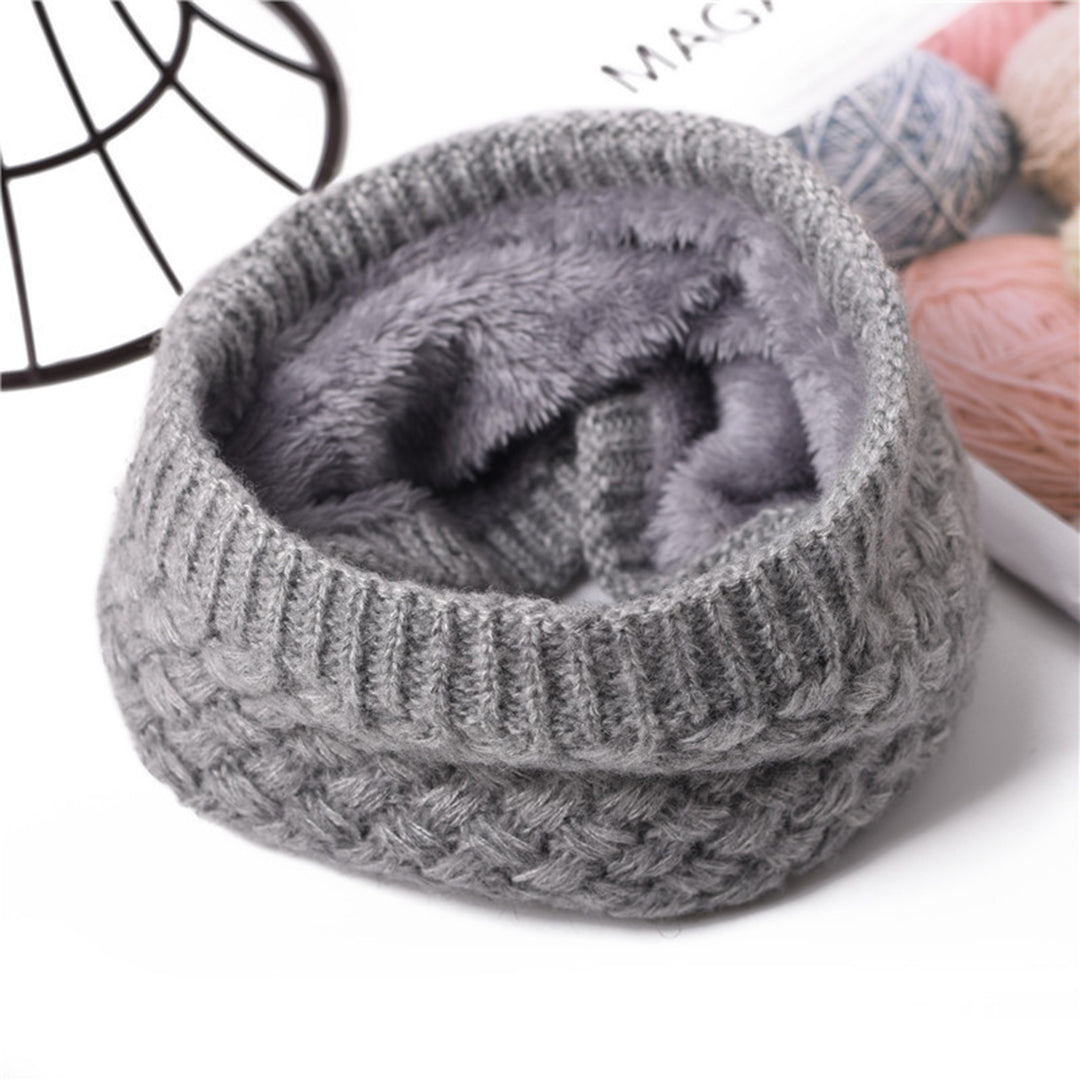 Neck Warmer Knitted Cozy Plush Lining Stretchy Thickened Keep Warm Solid Color Autumn Winter Men Women Loop Circle Scarf Image 11