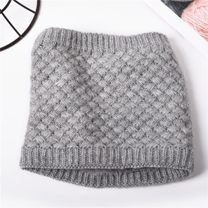 Neck Warmer Knitted Cozy Plush Lining Stretchy Thickened Keep Warm Solid Color Autumn Winter Men Women Loop Circle Scarf Image 12