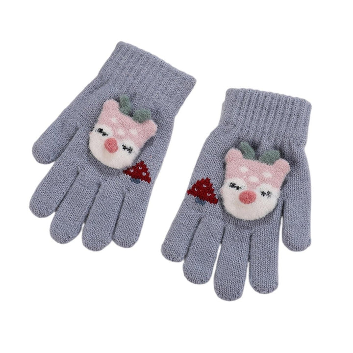 1 Pair Kids Gloves Thickened Ultra Soft Keep Warmer Alpaca Fiber Winter Cartoon Embroidery Full Finger Knitted Gloves Image 1