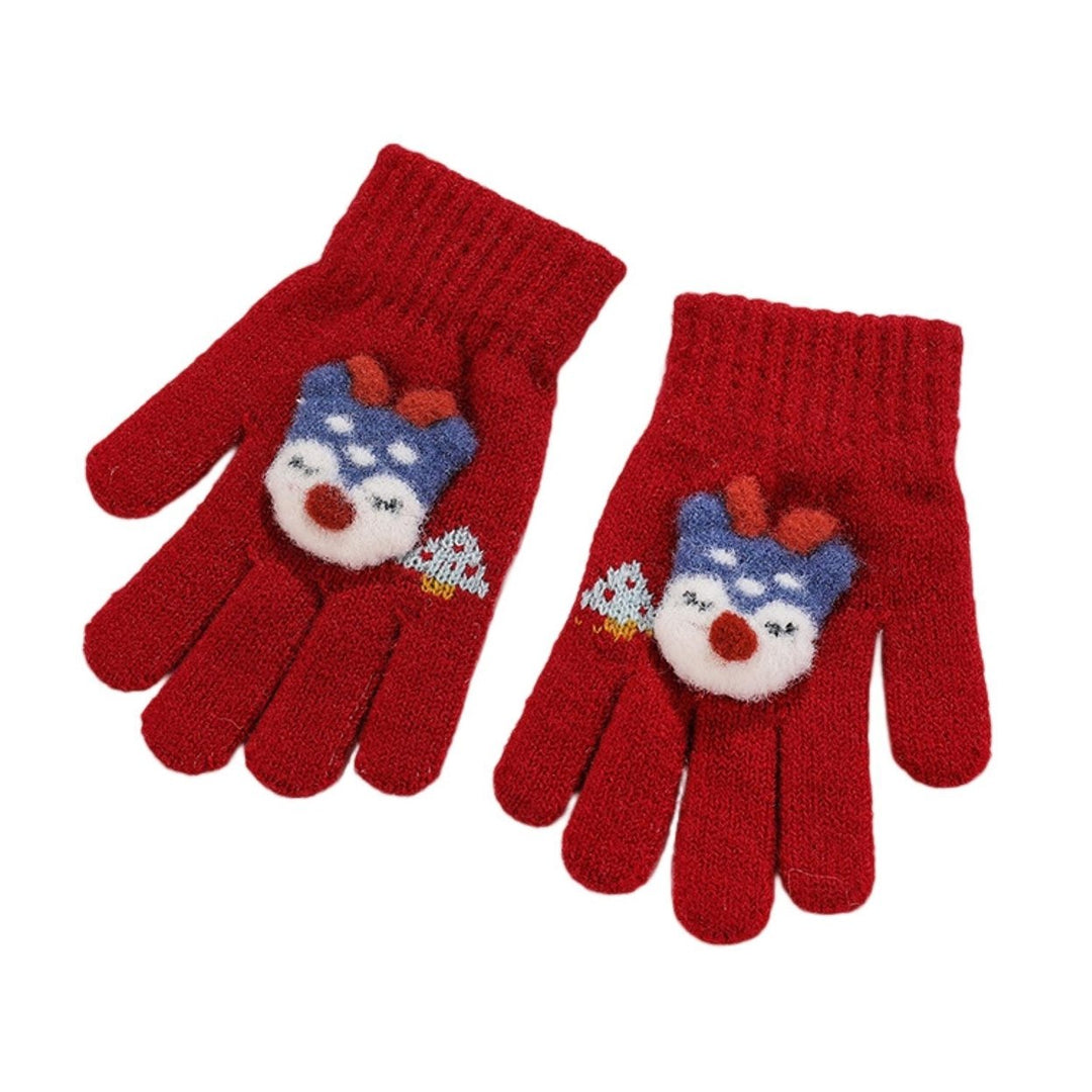 1 Pair Kids Gloves Thickened Ultra Soft Keep Warmer Alpaca Fiber Winter Cartoon Embroidery Full Finger Knitted Gloves Image 1