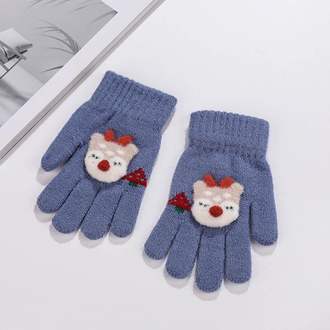 1 Pair Kids Gloves Thickened Ultra Soft Keep Warmer Alpaca Fiber Winter Cartoon Embroidery Full Finger Knitted Gloves Image 7