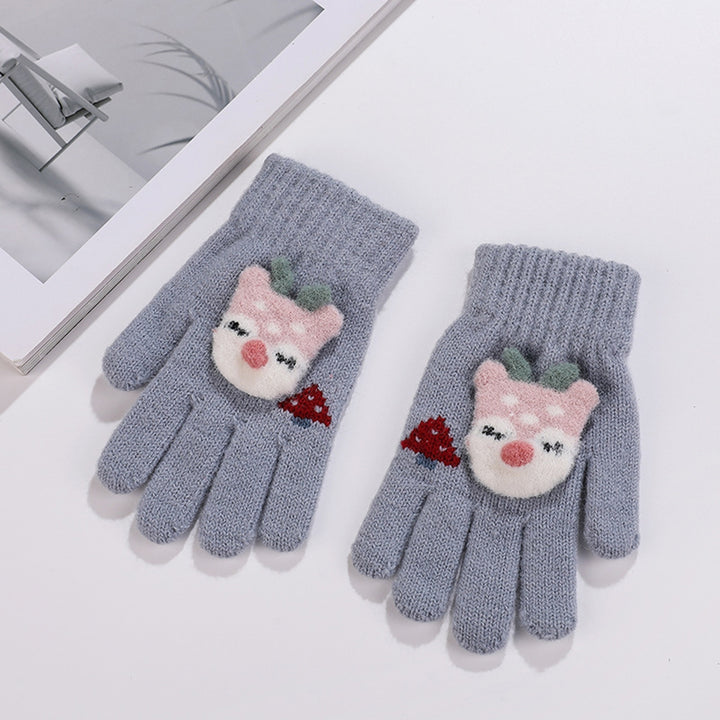 1 Pair Kids Gloves Thickened Ultra Soft Keep Warmer Alpaca Fiber Winter Cartoon Embroidery Full Finger Knitted Gloves Image 8