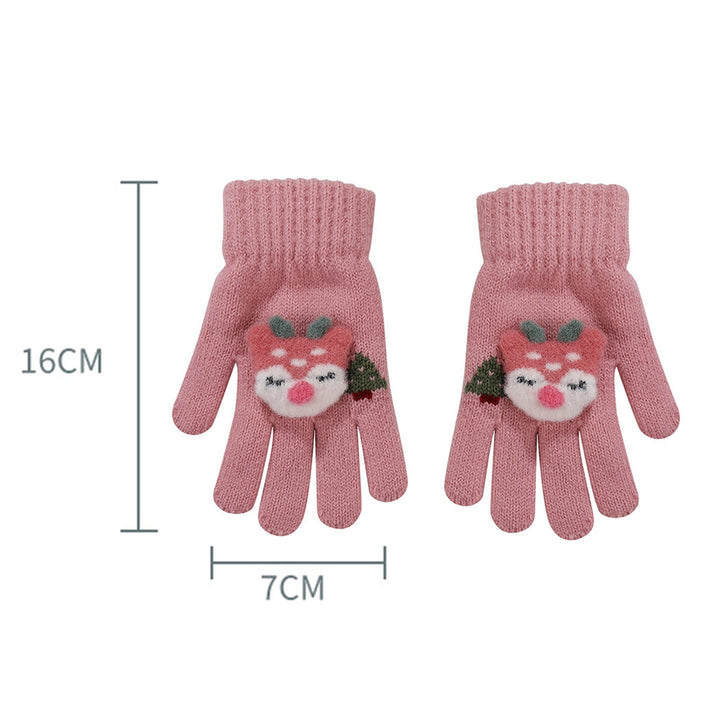 1 Pair Kids Gloves Thickened Ultra Soft Keep Warmer Alpaca Fiber Winter Cartoon Embroidery Full Finger Knitted Gloves Image 11