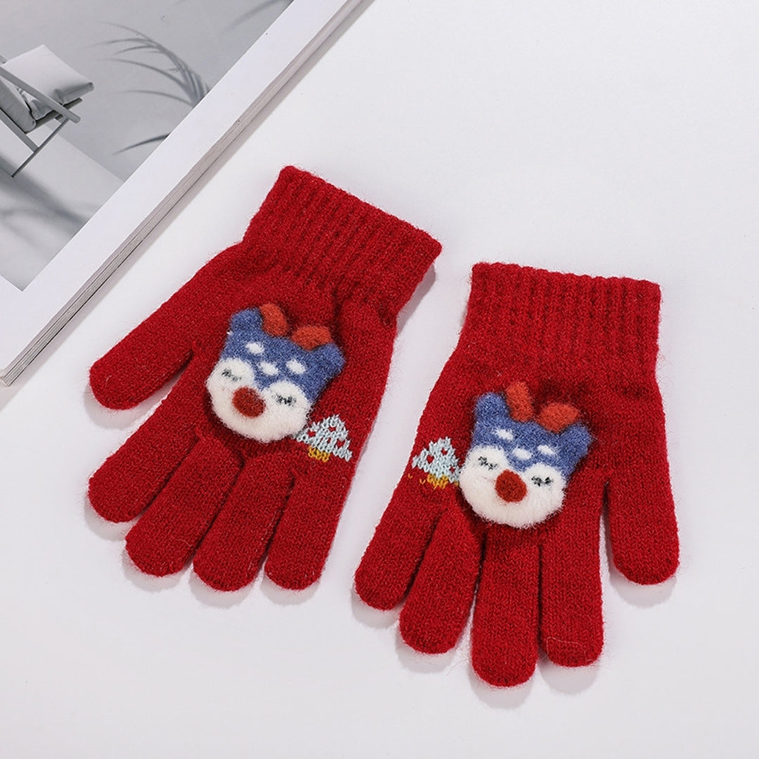 1 Pair Kids Gloves Thickened Ultra Soft Keep Warmer Alpaca Fiber Winter Cartoon Embroidery Full Finger Knitted Gloves Image 12