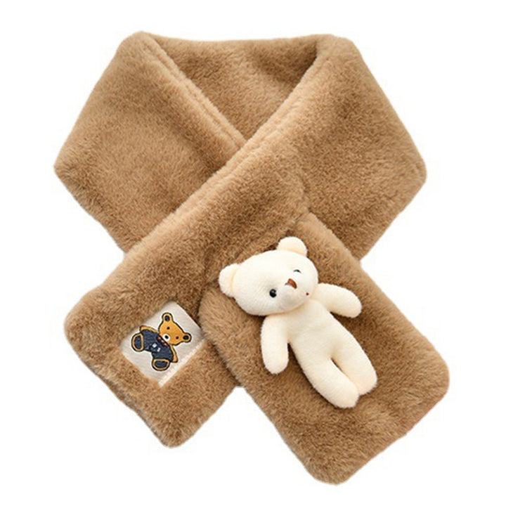 Cross Scarf Plush Cartoon Bear Doll Animal Label Soft Fuzzy Cold Resistant Autumn Winter Women Neck Warmer Collar Scarf Image 1