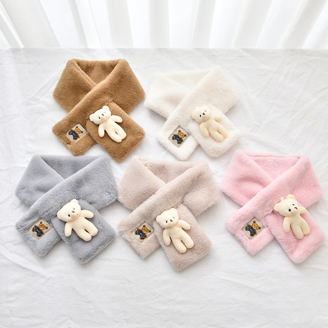 Cross Scarf Plush Cartoon Bear Doll Animal Label Soft Fuzzy Cold Resistant Autumn Winter Women Neck Warmer Collar Scarf Image 8