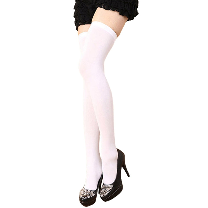 1 Pair Thigh High Stockings Sexy Stretchy Plain Thin Breathable Leg Slimming Velvet Candy Color Women Over Knee Socks Image 3