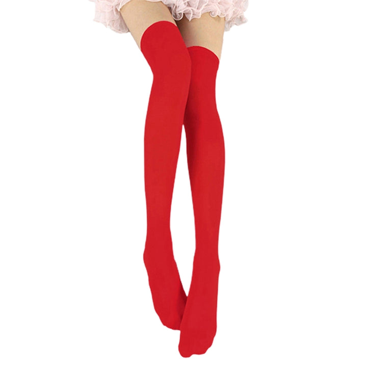 1 Pair Thigh High Stockings Sexy Stretchy Plain Thin Breathable Leg Slimming Velvet Candy Color Women Over Knee Socks Image 4