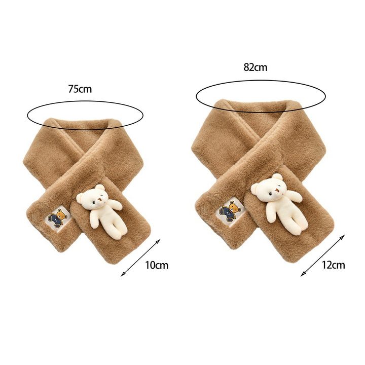 Cross Scarf Plush Cartoon Bear Doll Animal Label Soft Fuzzy Cold Resistant Autumn Winter Women Neck Warmer Collar Scarf Image 10