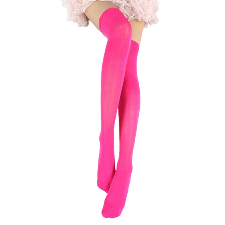 1 Pair Thigh High Stockings Sexy Stretchy Plain Thin Breathable Leg Slimming Velvet Candy Color Women Over Knee Socks Image 1