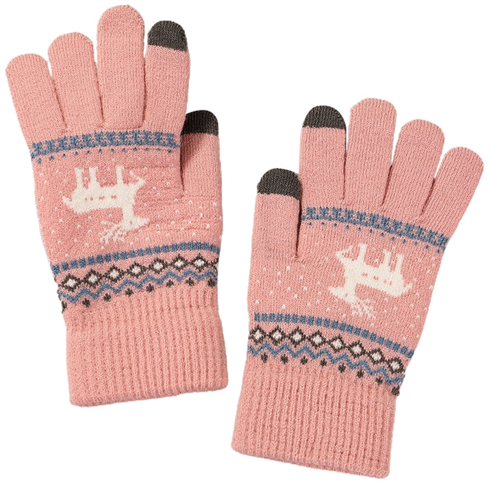 1 Pair Winter Women Gloves Thicken Ridding Gloves Soft Cartoon Deer Pattern Knitted Gloves for Daily Life Christmas Image 4