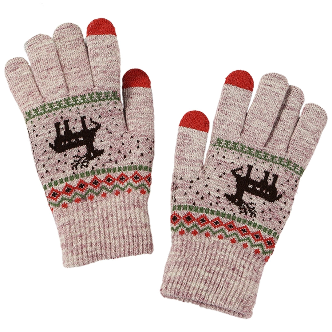1 Pair Winter Women Gloves Thicken Ridding Gloves Soft Cartoon Deer Pattern Knitted Gloves for Daily Life Christmas Image 6