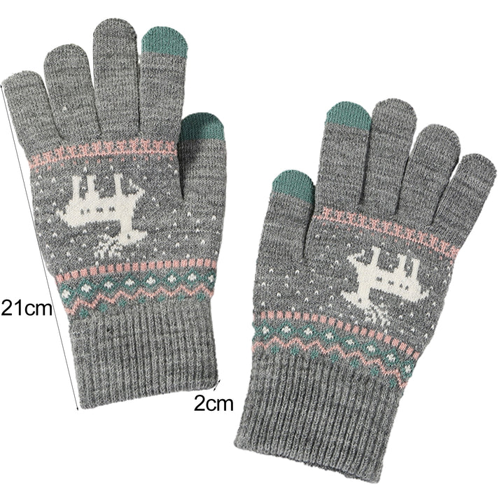 1 Pair Winter Women Gloves Thicken Ridding Gloves Soft Cartoon Deer Pattern Knitted Gloves for Daily Life Christmas Image 11