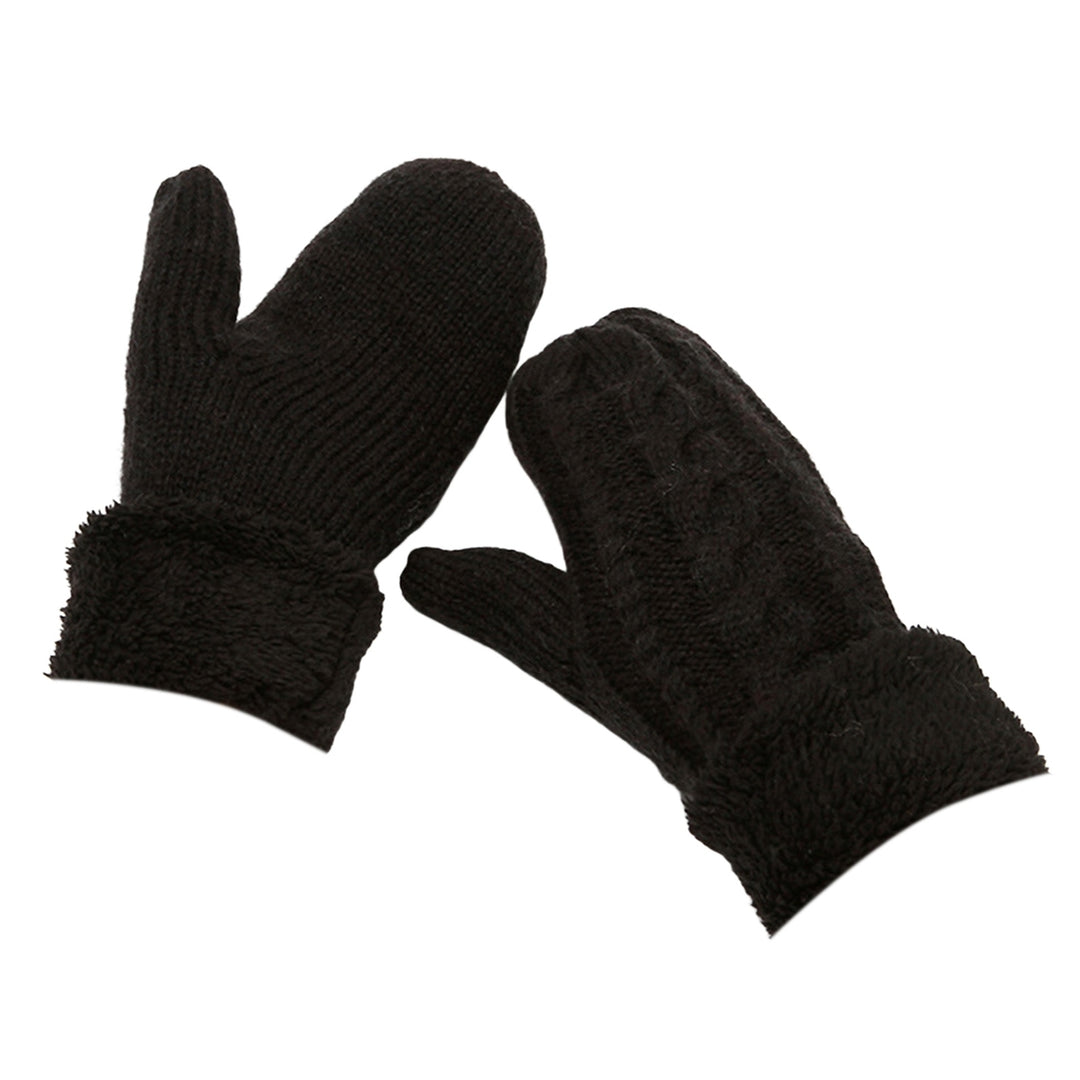 1 Pair Women Gloves Fleece Soft Thickened Comfortable Good-looking Windproof Multicolor Full Finger Knit Padded Gloves Image 2