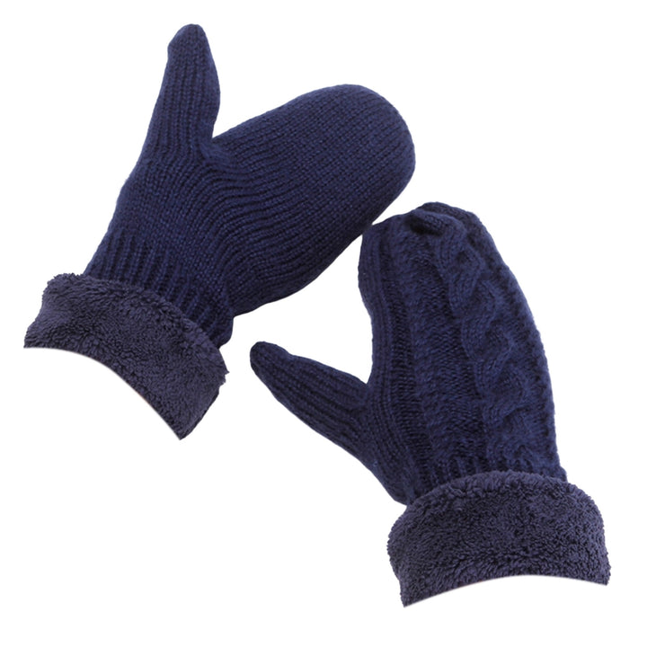 1 Pair Women Gloves Fleece Soft Thickened Comfortable Good-looking Windproof Multicolor Full Finger Knit Padded Gloves Image 6