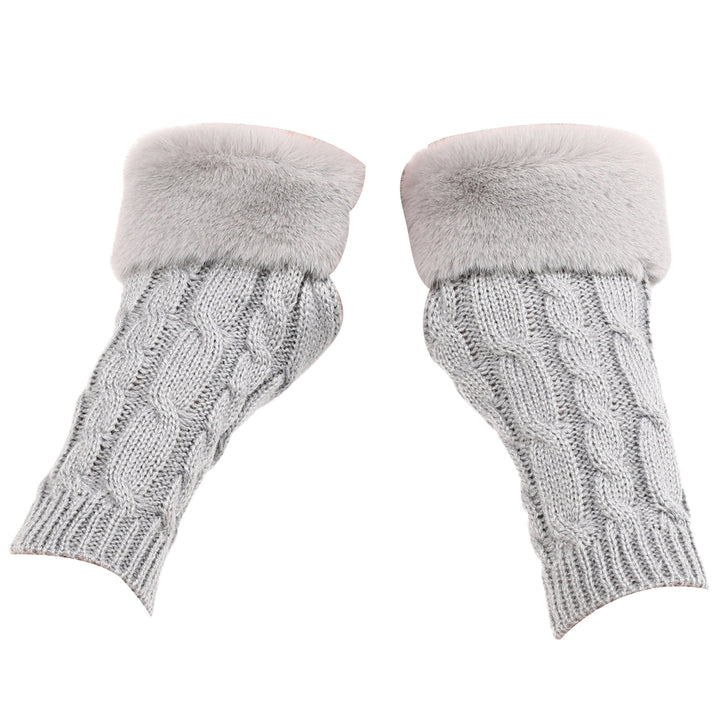1 Pair Knitted Gloves Fuzzy Fingerless Stretchy Thumb Hole Soft Keep Warm Solid Color Autumn Winter Women Writing Gloves Image 7