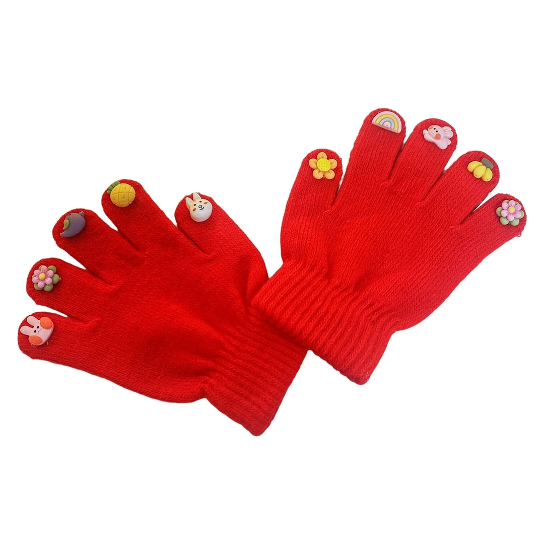 1 Pair Kids Gloves Cartoon Fingertip Washable Coldproof Winter Thick Knit Boys Children Full Finger Warm Gloves for Cold Image 3