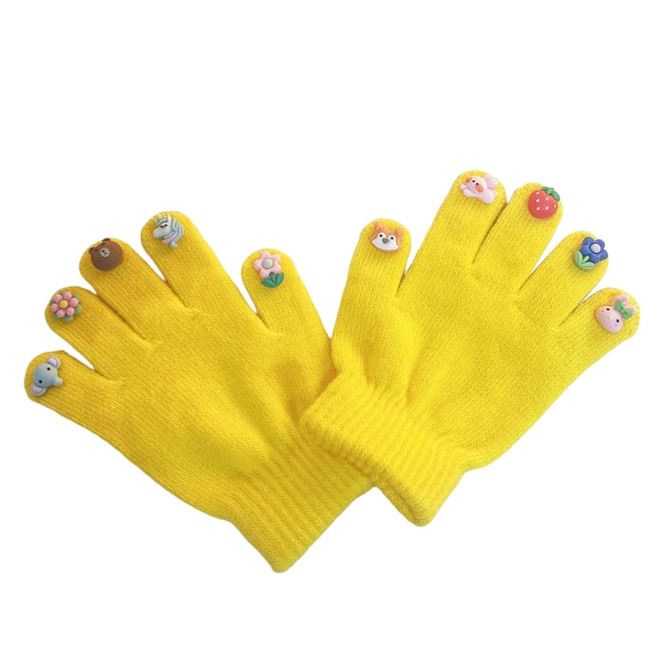 1 Pair Kids Gloves Cartoon Fingertip Washable Coldproof Winter Thick Knit Boys Children Full Finger Warm Gloves for Cold Image 4