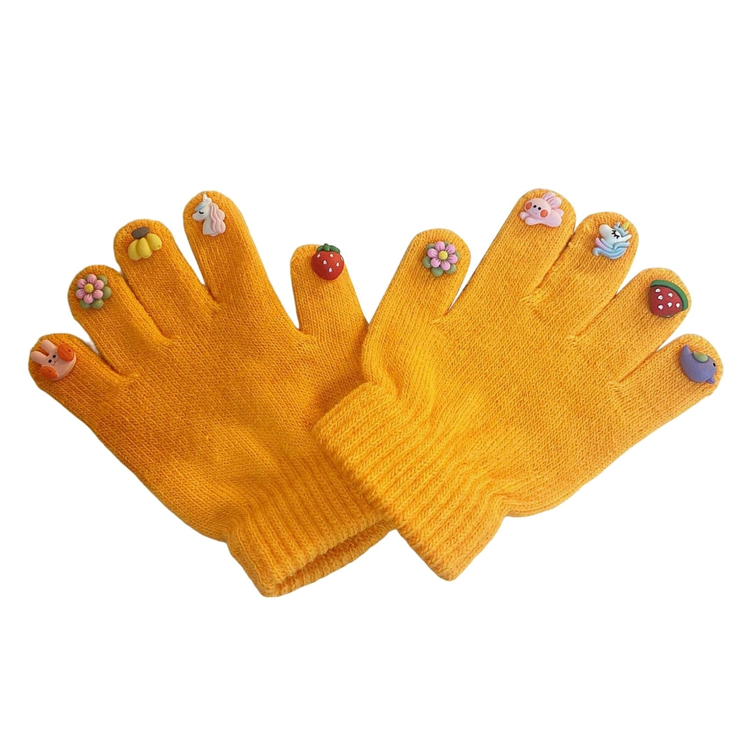 1 Pair Kids Gloves Cartoon Fingertip Washable Coldproof Winter Thick Knit Boys Children Full Finger Warm Gloves for Cold Image 4