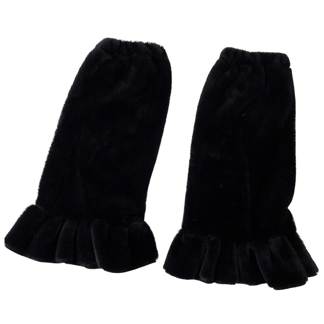 1 Pair Leg Warmers Smocked Lace Straight Plush Medium Tube Knee-length Warm Socks for Shopping Image 1