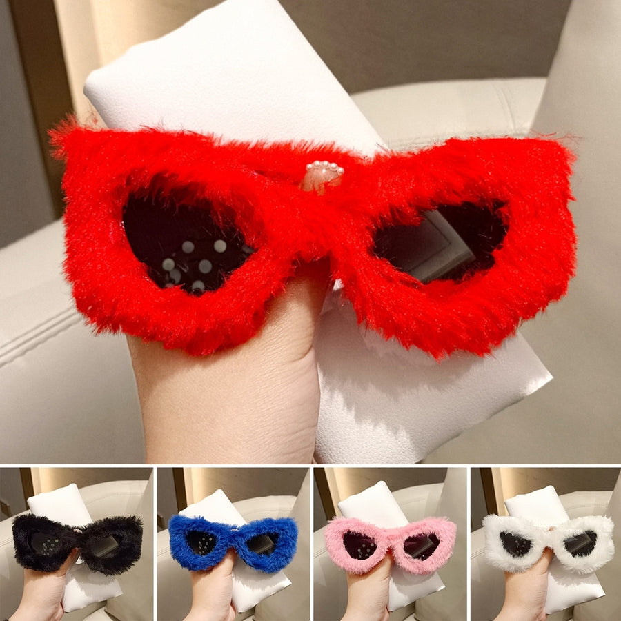 UV Resistant Creative Shape Women Sunglasses Anti-deform Plush Frame Fashion Sun Glasses Daily Wear Image 1