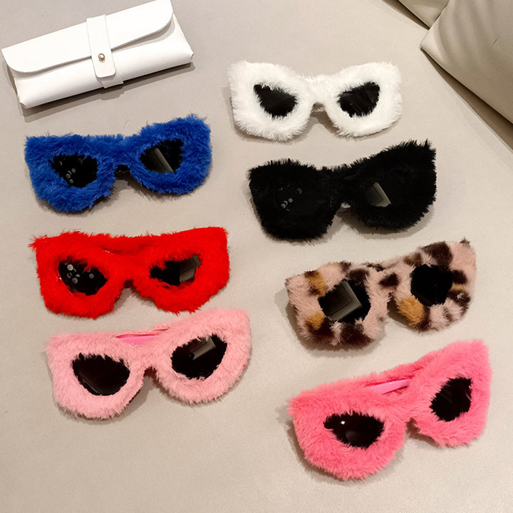 UV Resistant Creative Shape Women Sunglasses Anti-deform Plush Frame Fashion Sun Glasses Daily Wear Image 11