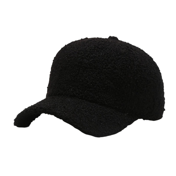 Unisex Baseball Hat Adjustable Thicken Solid Color Curved Brim Artificial Lamb Wool Windproof Sun Protection Cap for Image 2