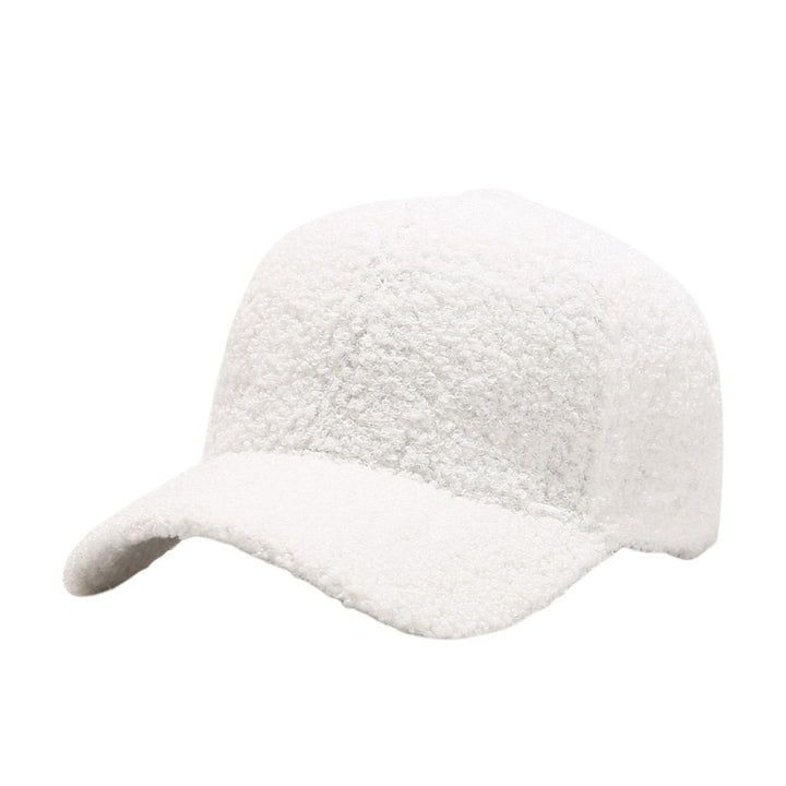 Unisex Baseball Hat Adjustable Thicken Solid Color Curved Brim Artificial Lamb Wool Windproof Sun Protection Cap for Image 3