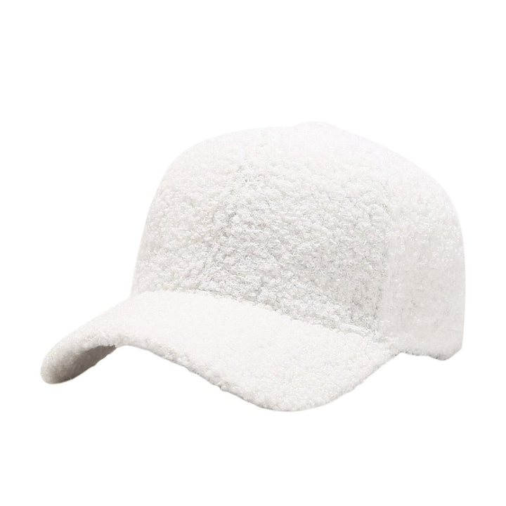 Unisex Baseball Hat Adjustable Thicken Solid Color Curved Brim Artificial Lamb Wool Windproof Sun Protection Cap for Image 1