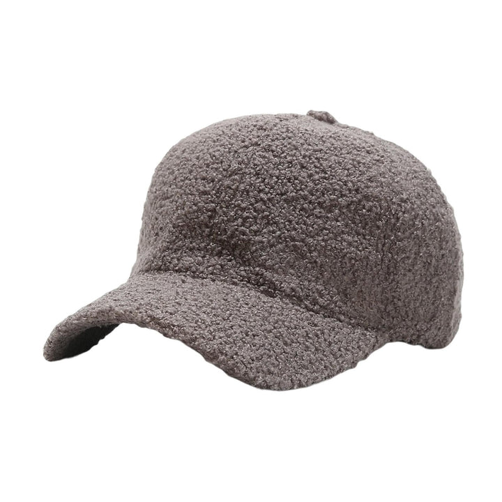 Unisex Baseball Hat Adjustable Thicken Solid Color Curved Brim Artificial Lamb Wool Windproof Sun Protection Cap for Image 4