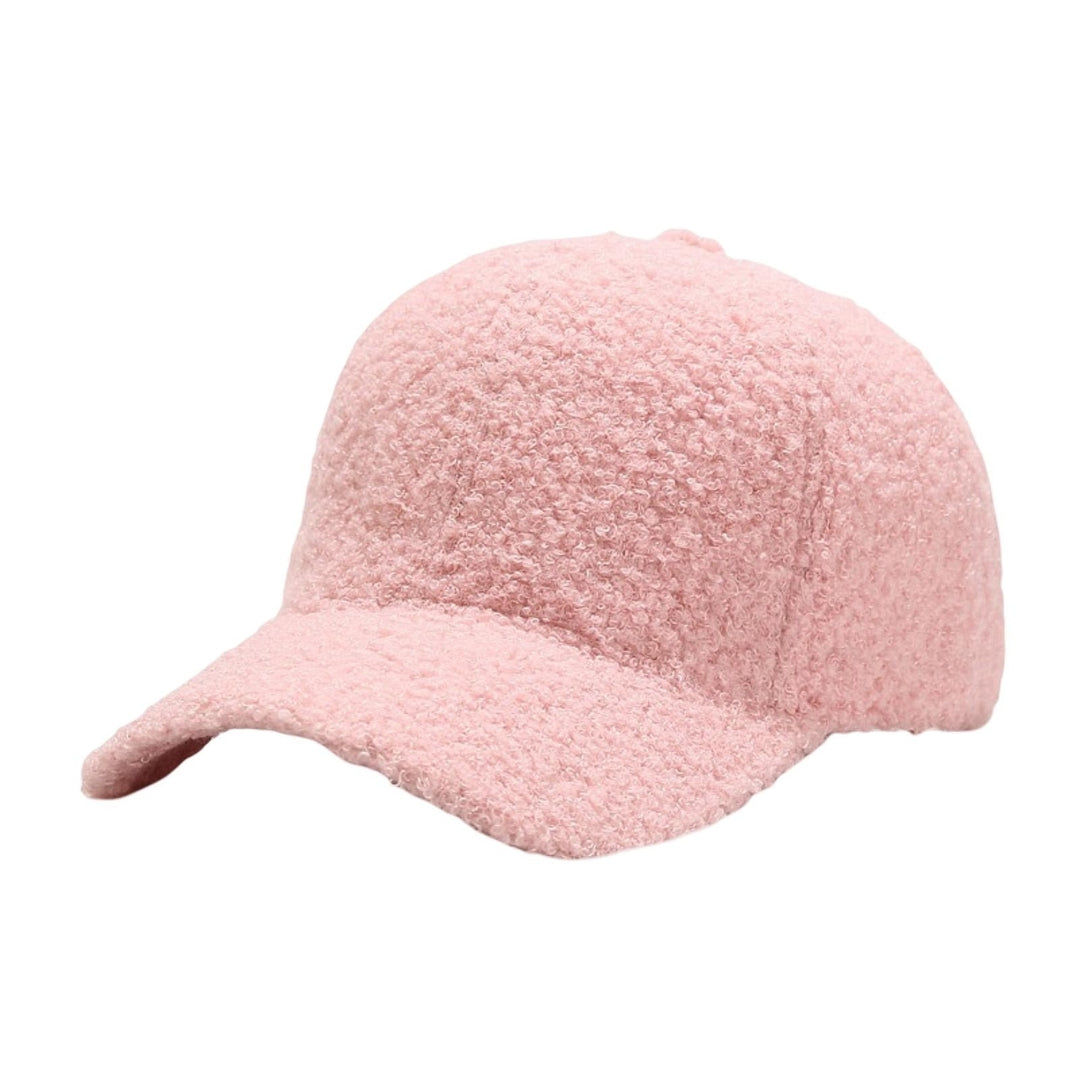 Unisex Baseball Hat Adjustable Thicken Solid Color Curved Brim Artificial Lamb Wool Windproof Sun Protection Cap for Image 6