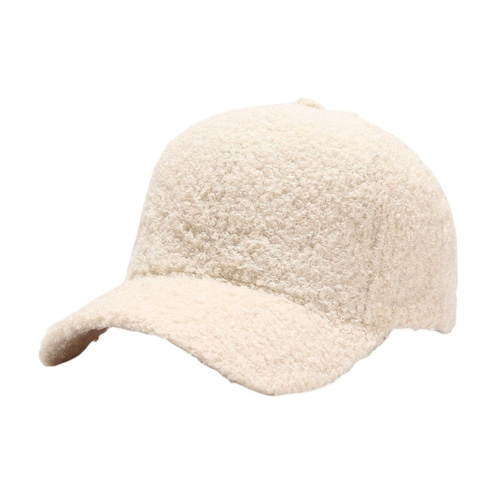 Unisex Baseball Hat Adjustable Thicken Solid Color Curved Brim Artificial Lamb Wool Windproof Sun Protection Cap for Image 7