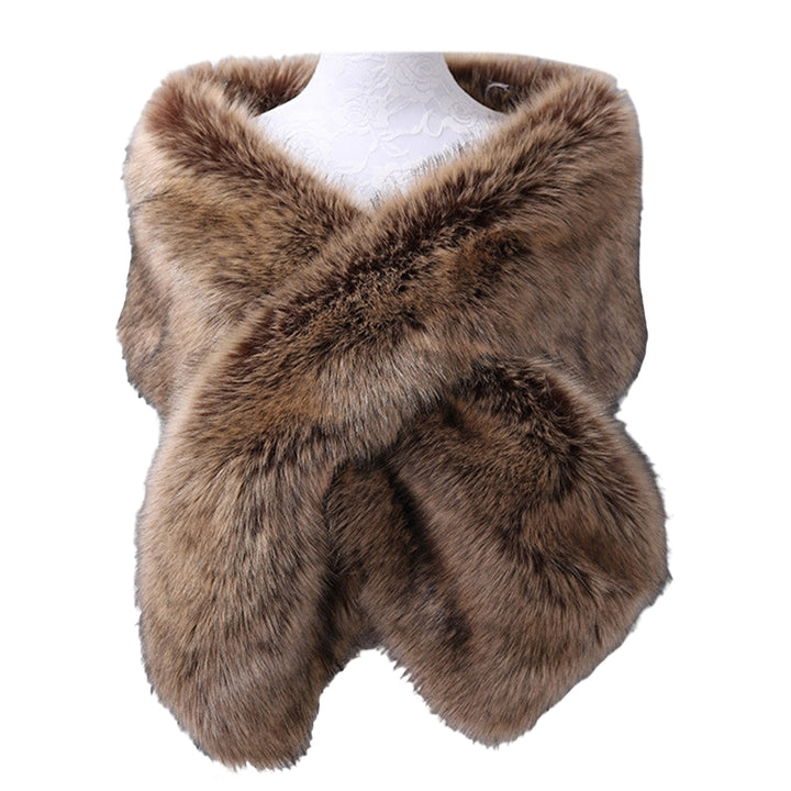 Women Shawl Fluffy Faux Fur Solid Color Thicken Fine Touch Autumn Winter Long Style Ponchos Scarf Streetwear Image 1