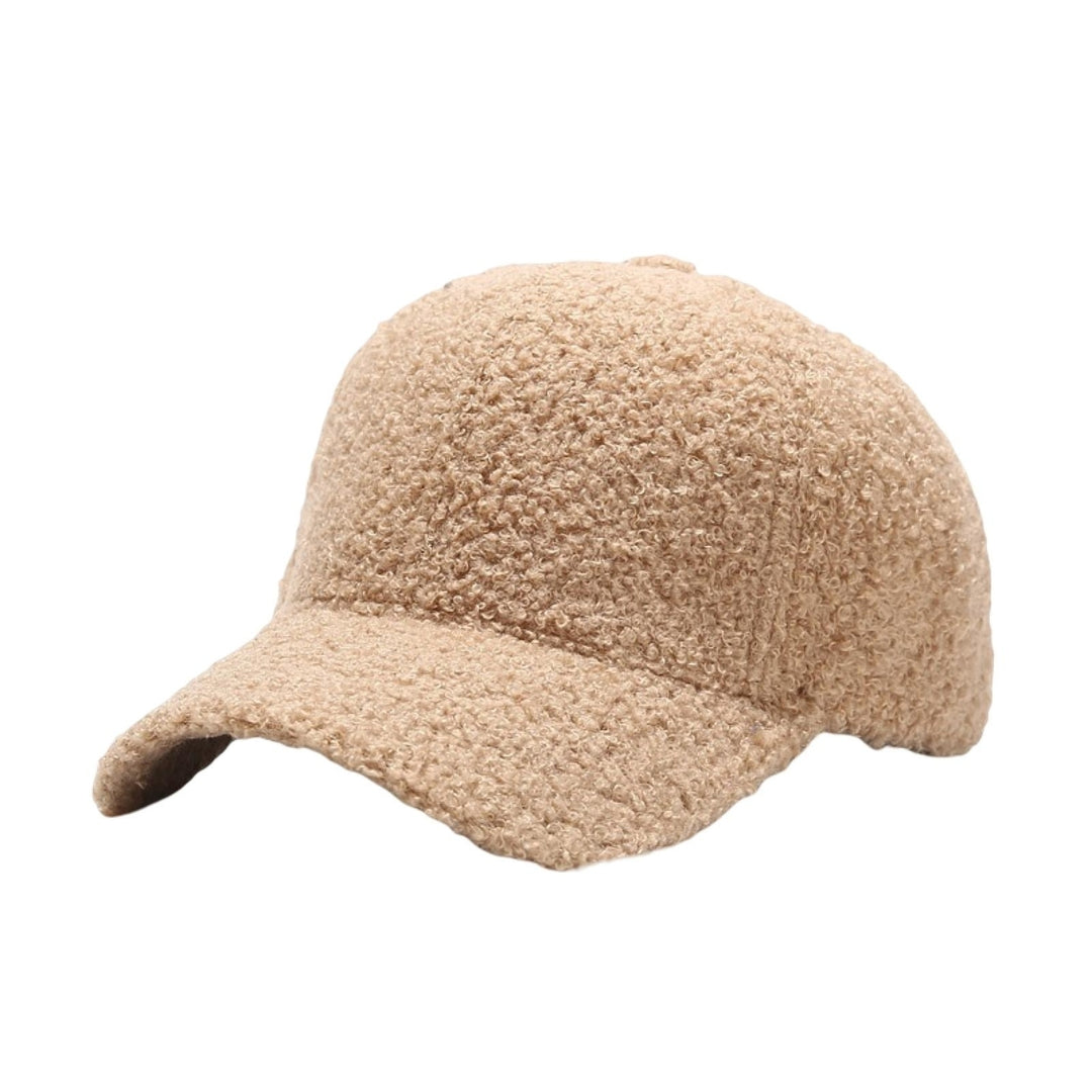 Unisex Baseball Hat Adjustable Thicken Solid Color Curved Brim Artificial Lamb Wool Windproof Sun Protection Cap for Image 8