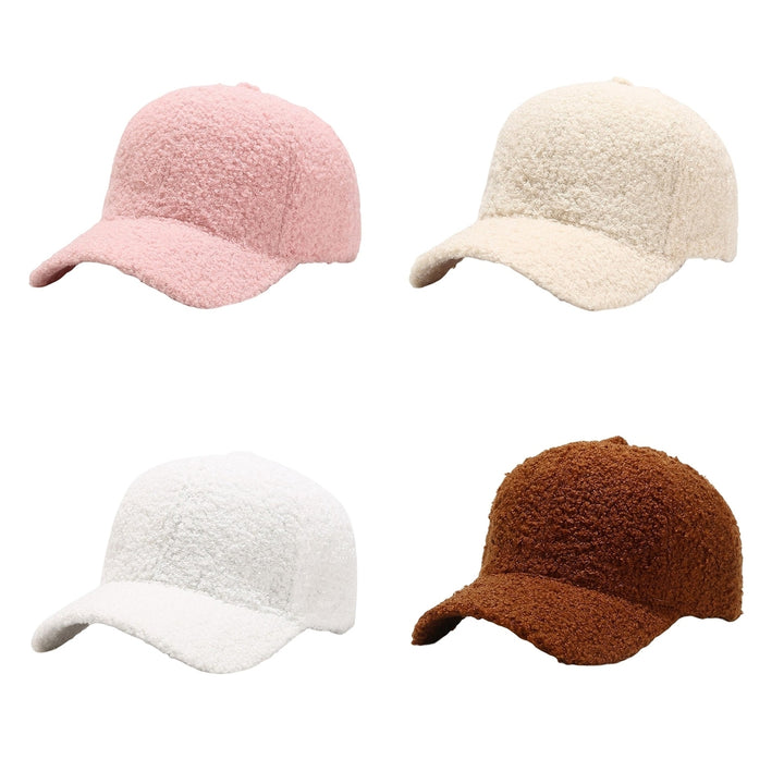 Unisex Baseball Hat Adjustable Thicken Solid Color Curved Brim Artificial Lamb Wool Windproof Sun Protection Cap for Image 12