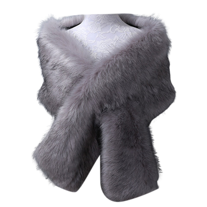 Women Shawl Fluffy Faux Fur Solid Color Thicken Fine Touch Autumn Winter Long Style Ponchos Scarf Streetwear Image 1