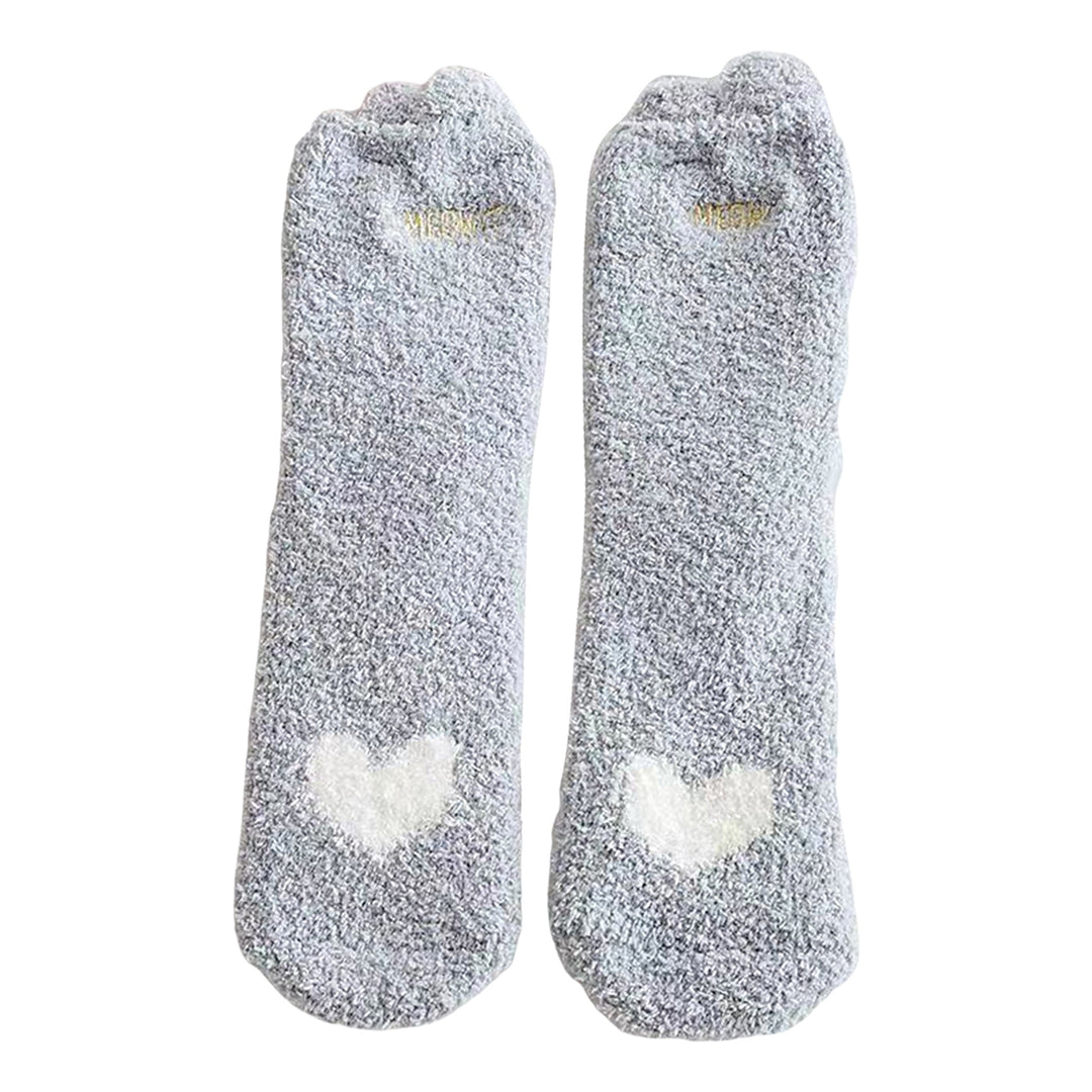 1 Pair Women Thermal Floor Socks Cute Pattern Elastic Thicken Coral Fleece Mid Socks Girls Indoor Floor Stockings for Image 4