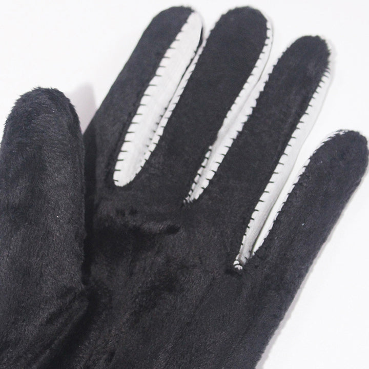 1 Pair Fleece Lining Ribbed Cuffs Adjustable Buttons Full Finger Men Gloves Winter Windproof Touch Screen Faux Leather Image 7