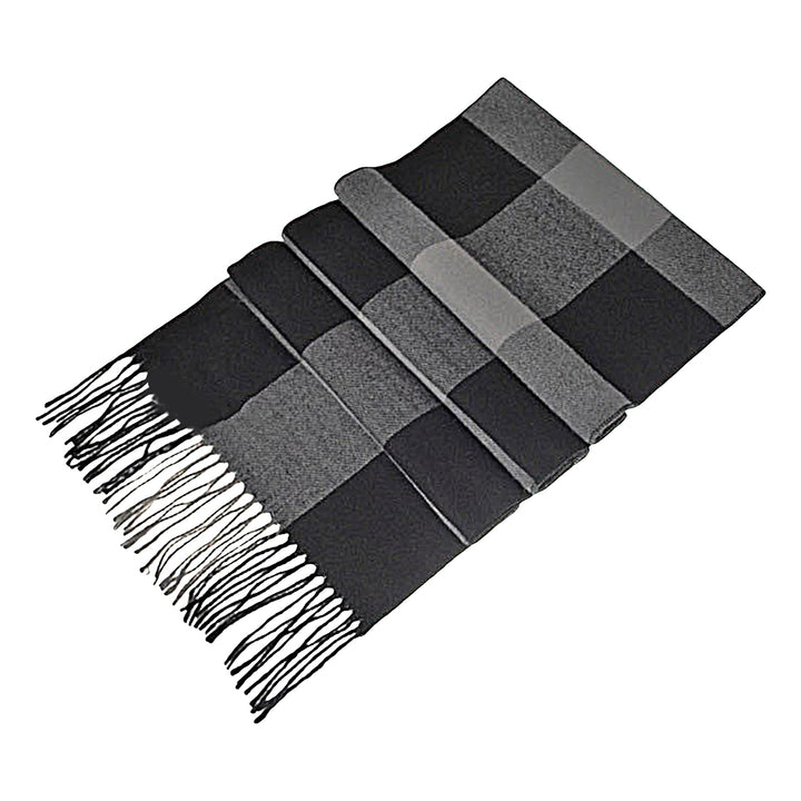 Winter Scarf Windproof Breathable Soft Contrast Color Tassel Keep Warm Patchwork English Stylish Washable Men Muffler Image 3