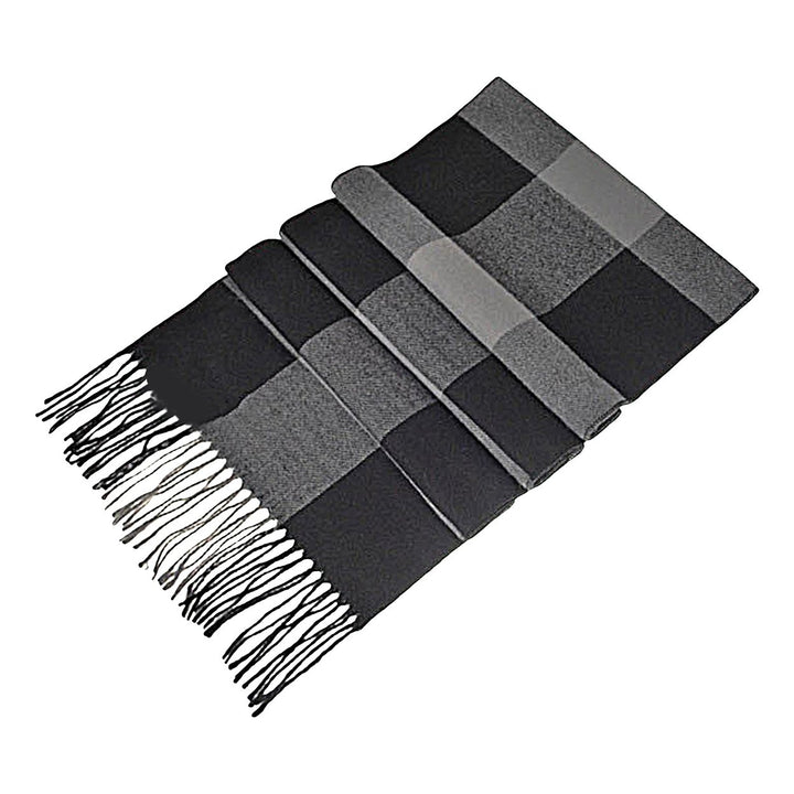 Winter Scarf Windproof Breathable Soft Contrast Color Tassel Keep Warm Patchwork English Stylish Washable Men Muffler Image 1