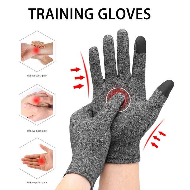 1 Pair Training Gloves Sensitive Touch Screen Windproof Solid Color Winter Arthritis Rehabilitation Gloves for Fitness Image 1