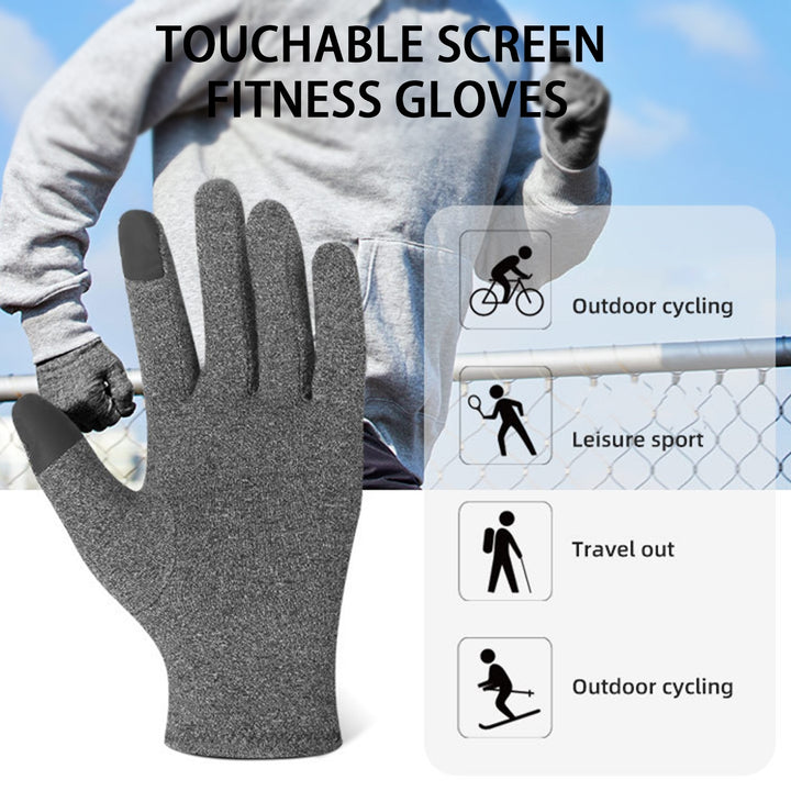 1 Pair Training Gloves Sensitive Touch Screen Windproof Solid Color Winter Arthritis Rehabilitation Gloves for Fitness Image 2