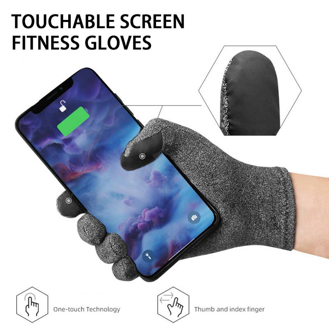 1 Pair Training Gloves Sensitive Touch Screen Windproof Solid Color Winter Arthritis Rehabilitation Gloves for Fitness Image 3